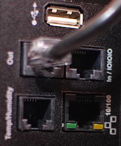 To link PDUs: Connect a standard Cat 5/6 four-pair network patch cord or network cable with RJ45 connectors from the Primary PDU s