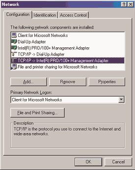 Windows 98 1.From the Start list, highlight Settings and then select Control Panel.Double-click the Network icon in the Control Panel window. 2.