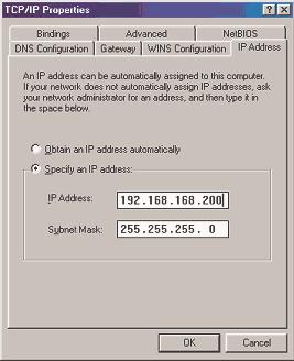 255.255.0" in the Subnet Mask field. 6.Click DNS Configuration. 7.Type the DNS IP address in the Preferred DNS Server field.