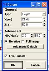 To set the cursors to snap to these positions, set the type to height, z(%) to 50, click relative