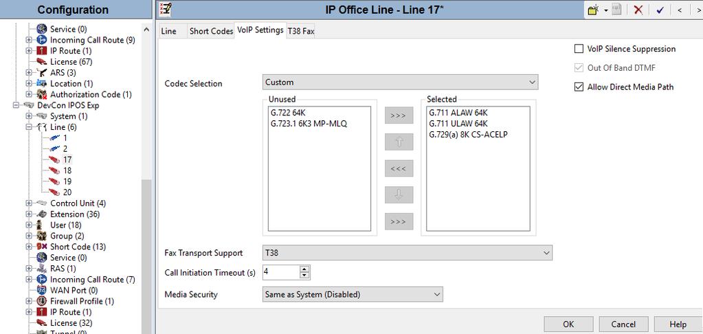 Click on VoIP Settings tab to configure Codec Selection.