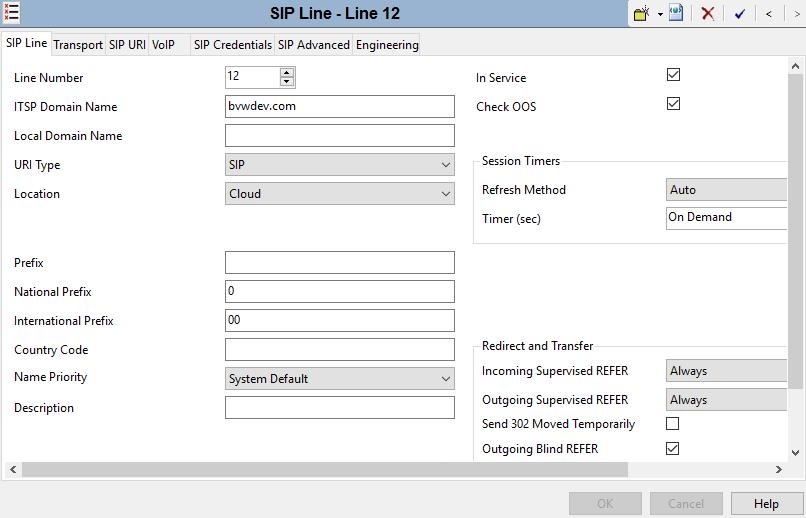 5.6. Simulated PSTN/ISP SIP Trunk Configuration A SIP trunk was pre-configured on the IP Office for connectivity to the simulated PSTN/ISP.