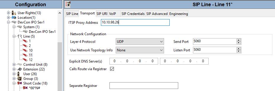 Administer SIP Line from IP Office to FAXCOM Server From the configuration tree in the left pane, right-click on Line and select