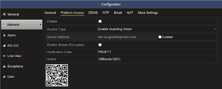 To use this feature: The QR code is usually found on the firmware Configuration > Network > Platform Access screen. To use this feature: 1.