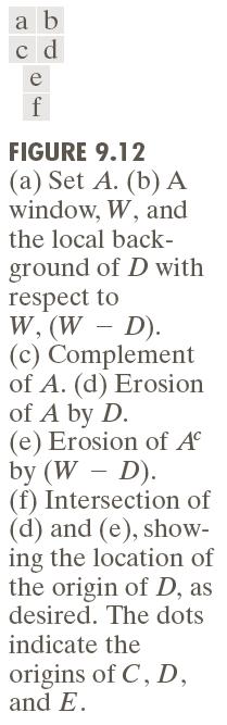 e) Now erode of A C by W-D to give the set of all translates of W-D such that the center of W-D is in A C.