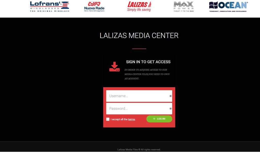 11 LALIZAS MEDIA WEBSITE Through the tab "Lalizas Media", the user can redirect to our brand new platform www.lalizasmedia.com. Here, the user can login by using his b2b credentials.