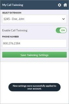 Call Twinning When call twinning is active, incoming calls ring another phone simultaneously with your desk phone. Calls can be answered on either phone before your call coverage setting takes effect.