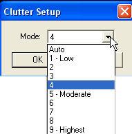 Clutter Setup The Clutter Level setting allows the user to dynamically adjust the color palette to eliminate low level noise in areas where the water is contaminated.
