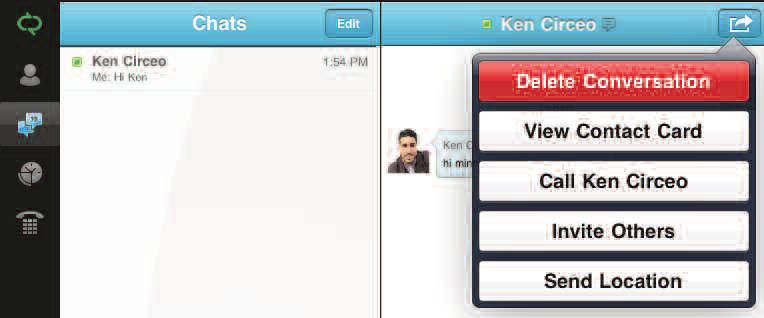 The IM alert appears for only a few seconds, but you can tap the Chats icon button to view any missed instant messages.