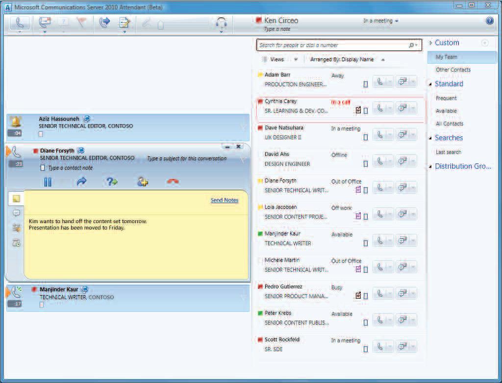 Attendant Lync 2010 This quick reference describes the tasks you will most commonly perform when using Microsoft Lync 2010 Attendant, an integrated call management application that enables you to