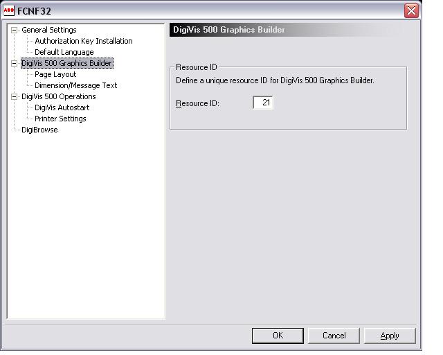 Settings for DigiVis 500 Graphics Builder Section 1 DigiVis 500 Installation Settings for DigiVis 500 Graphics Builder English tb500_21.