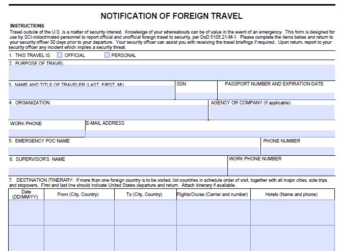 Report of Foreign Travel