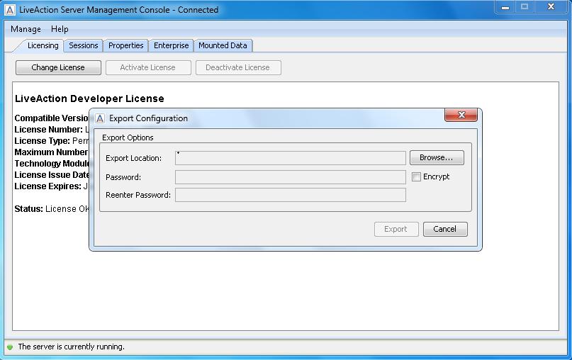 Step 4: Figure 3: Export Configuration Window Enter the name for the configuration file and click Save.