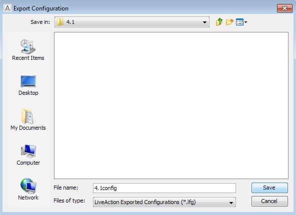 Click Export to export the configuration file.