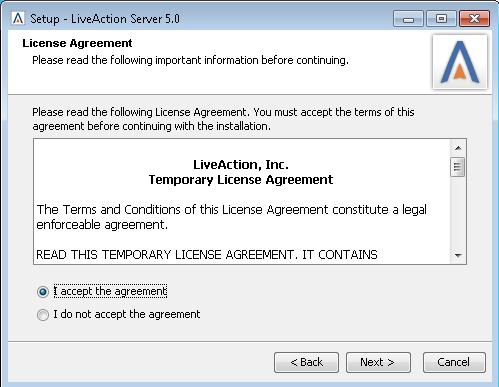 Step 11: Figure 10: Server License Agreement Choose the LiveAction Server installation location.
