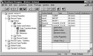Adding a new action The Actions grid shows all of the actions that can be performed on a record.