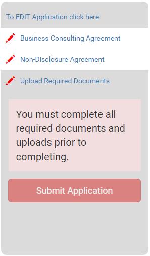 Please note the options on the left of the screen contain the steps of this final section of the application process.