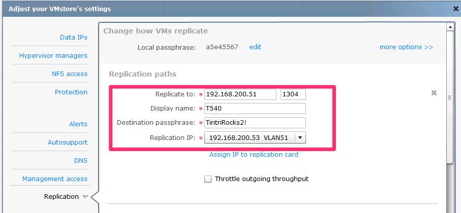 Go to the web GUI of the Tintri VMstore at the Protected site and create a Replication Path to the VMstore in the Recovery site by going to Settings Replication: DO: Make sure you have a ReplicateVM