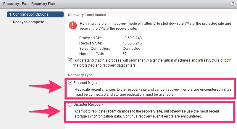 Running a Recovery Plan A Recovery Plan should only be actually run if there s some kind of event at the Primary (Protected) Site that mandates it.