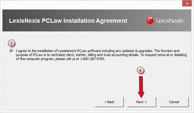 3. Check the check box to agree to the Installation Agreement.