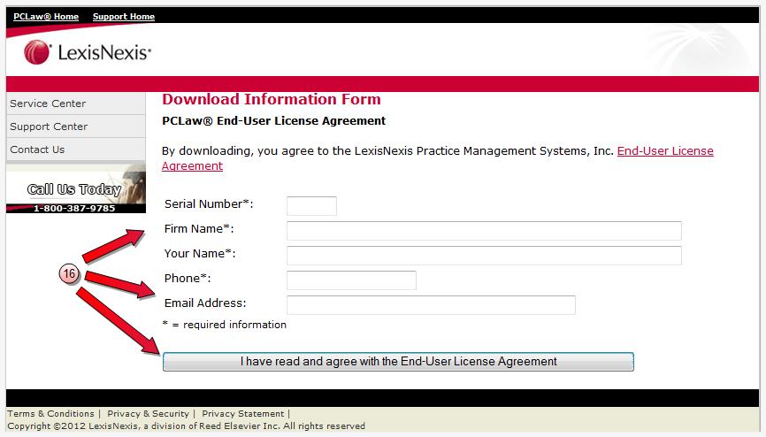 15. Click Go for either option. The LexisNexis PCLaw Software License Agreement page displays. 16.