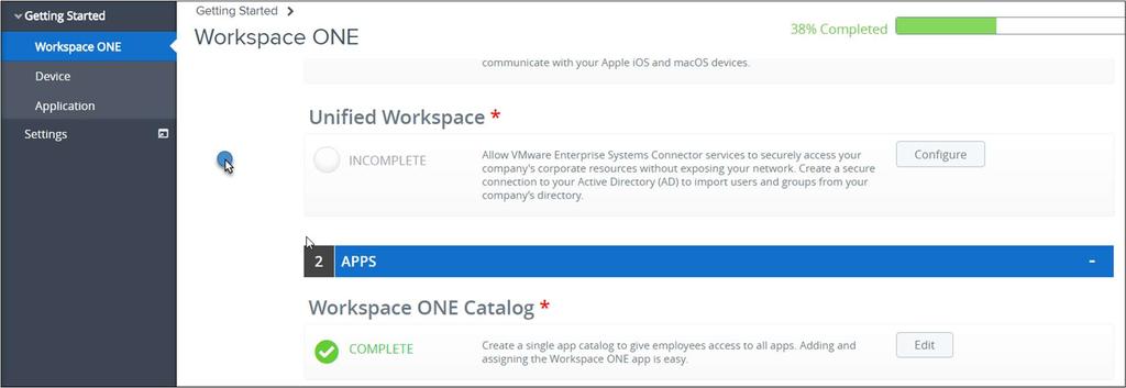 Introduction The Workspace ONE Getting Started Wizard in the AirWatch Console guides you through configuration of Active Directory synchronization and authentication with VMware Identity Manager.