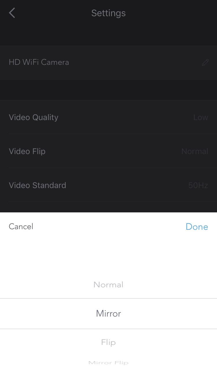 Video Flip This selectable setting enables you to flip, mirror and mirror flip your view angle of the real-time play when