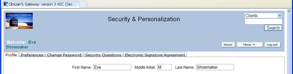 Electronic Signature Form: Click on the Security link at the bottom of your CG Home Page. Click on the tab labeled Electronic Signature Agreement when the next page opens.