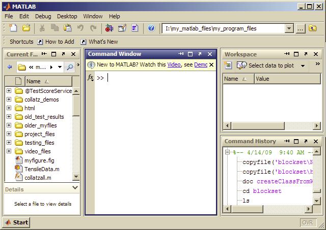 Introduction to MATLAB The Desktop When you start MATLAB, the desktop appears, containing tools (graphical user interfaces) for managing files, variables, and applications associated with MATLAB.