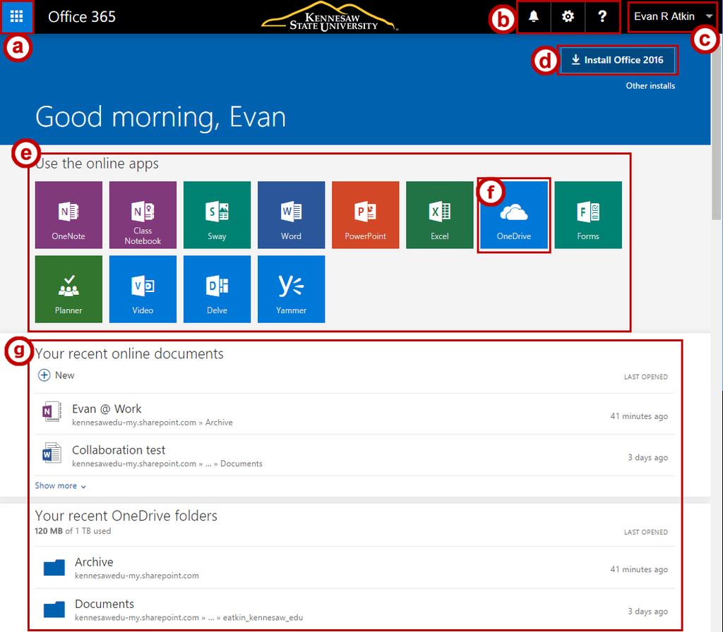 Office 365 Overview From the Office 365 home page, you can
