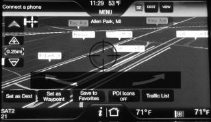 Navigation features Map Scrolling: The map is touch sensitive, so you can use a swipe scrolling method (as you would on your portable music player) to scroll the map.
