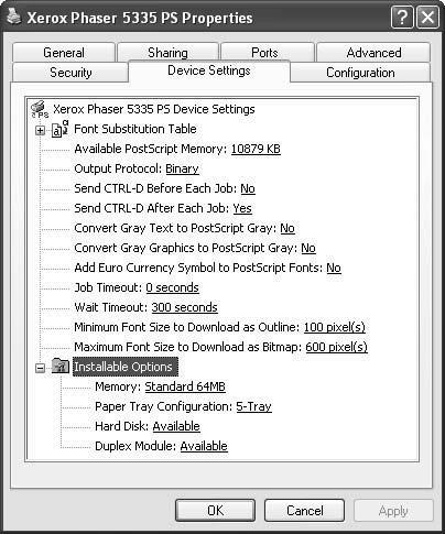 Configuring the Print Driver [Device Settings] Tab This section describes the printer-specific features in the following tabs in the print driver properties.