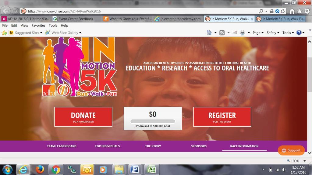 Registration Process for ADHA s Foundation: 5K Run, Walk, Fun