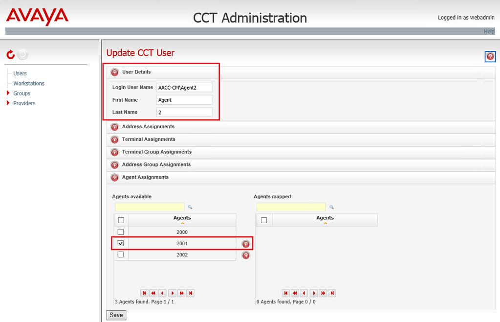 From the CCT Administration screen shown below, right click on Users on the left pane and click on Add User (not shown).