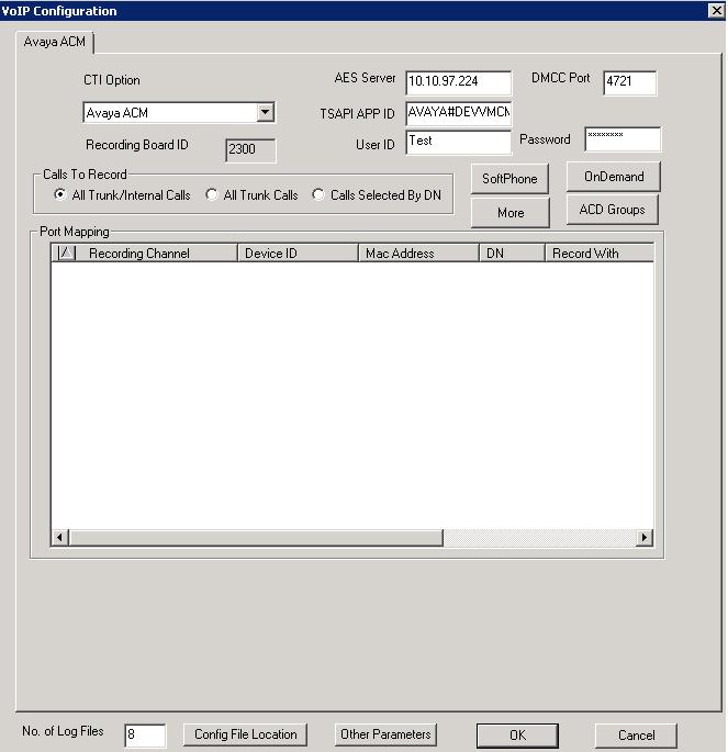 9.2. Administer CTI The VoIP Configuration screen is displayed, along with the Avaya ACM tab, as shown below.
