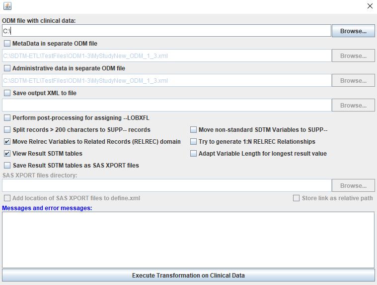 Now select an input file with ODM clinical data (as exported