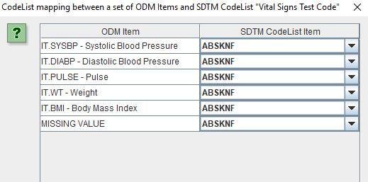 Stating that there is an SDTM codelist for VSTESTCD in SDTM, and that we can map our 5 test codes in our ODM to the SDTM codelist.