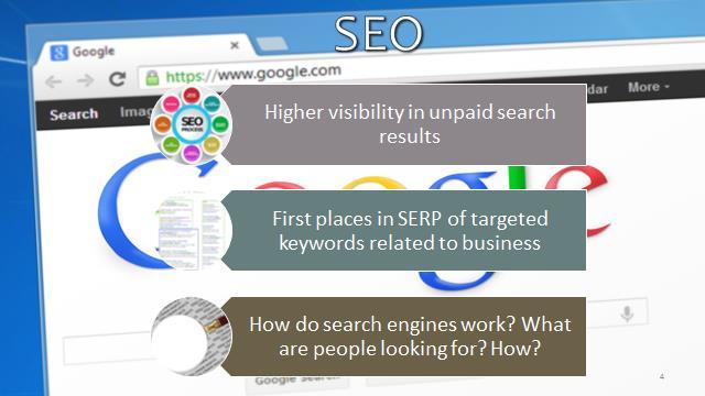Search engine optimization (SEO) is the process of increasing the visibility of a website or a web page in a search engine's unpaid results for specific keywords related to the business of the
