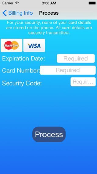 Credit Card Information Credit Card Information: This is the final data capture scene that prompts the user for 3 basic pieces of card data; Card Expiration Date, Credit Card Number and the Security
