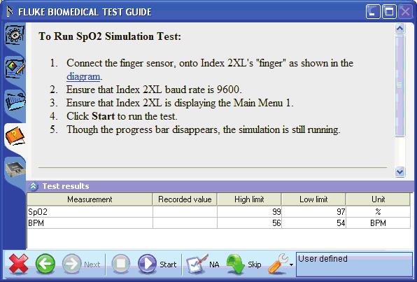 Ansur Index 2XL Users Manual Figure 3-2. Help Pane in Ansur Test Guide Window git016.bmp 4. Click Start on the TEST GUIDE toolbar to begin the test.