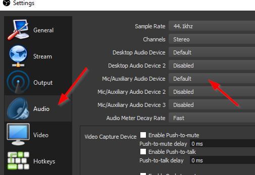 14. To change the audio input source click the Audio tab and choose the Mic option to choose your desired input device.