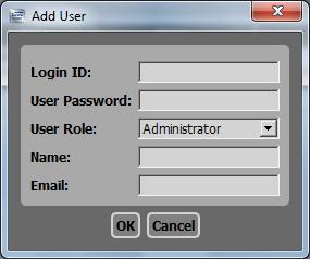Figure 21 - Add User Dialog 3.2.6.4 Roles Management To manage the list of available roles, click the Roles button on the Users Settings tab.
