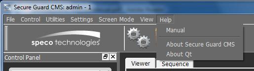 3. Hide or show the Status bar. This is shown at the bottom of the main window. 4. Hide or show the Dome Control. This is shown on the right hand side by default.