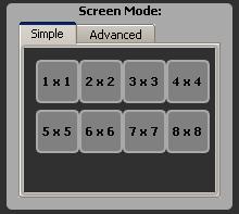 Figure 53 - Screen Mode, Simple Tab The second set of layout options offers a mix of smaller and larger viewing areas.