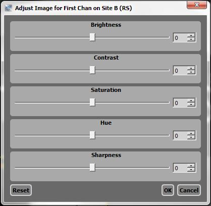 Figure 61 - Adjust Image Dialog The image qualities available to be adjusted are: 1. Brightness 2. Contrast 3. Saturation 4. Hue 5.