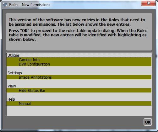 6.1 New Permissions - Administrator If you are an administrator or a user with permission to change the roles, a dialog as shown in Figure 74 will appear.