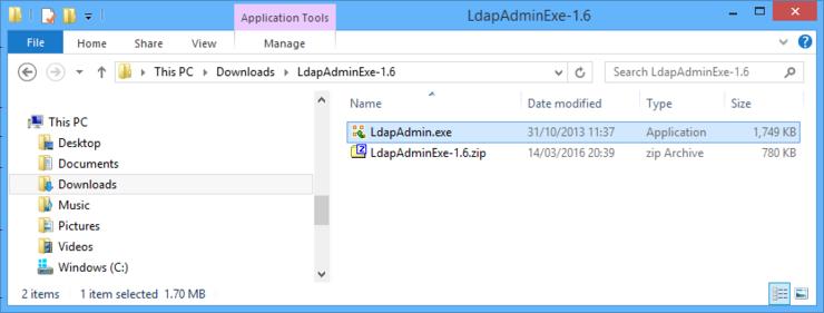 Download and extract the LdapAdmin.exe file. Run the LdapAdmin.exe executable as Administrator (just right-click on it and select Run as administrator).