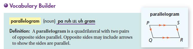 6.3: Proving that a Quadrilateral is a Parallelogram Examples: Write P if the statement