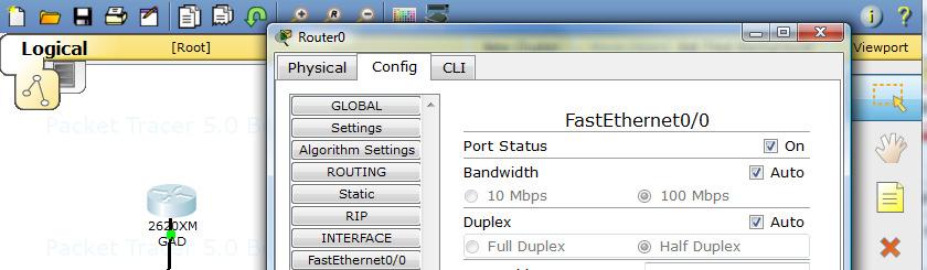 Configure Router FastEthernet Interface 1.