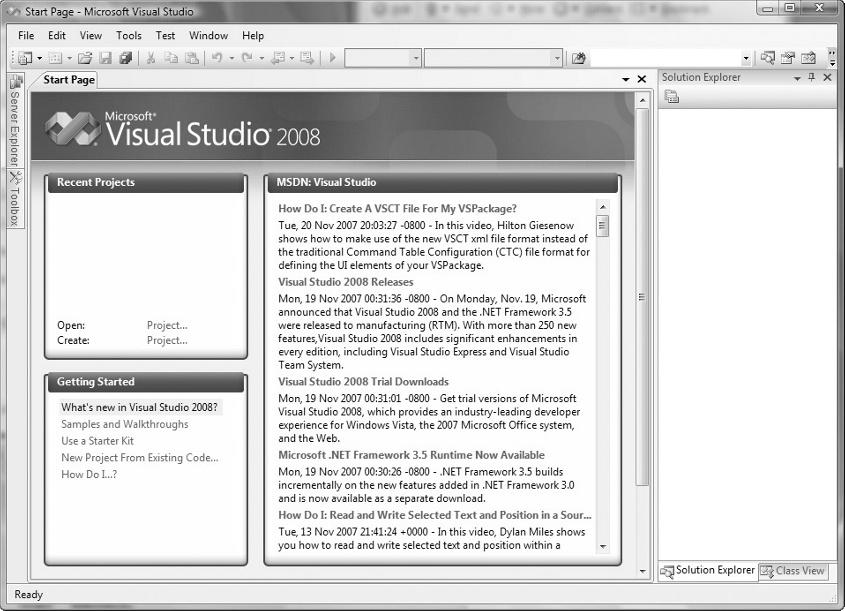The Visual Studio IDE Chapter 1: A Quick Tour Depending on which set of environment settings you select, when you click the Start Visual Studio button you will most likely see a dialog indicating